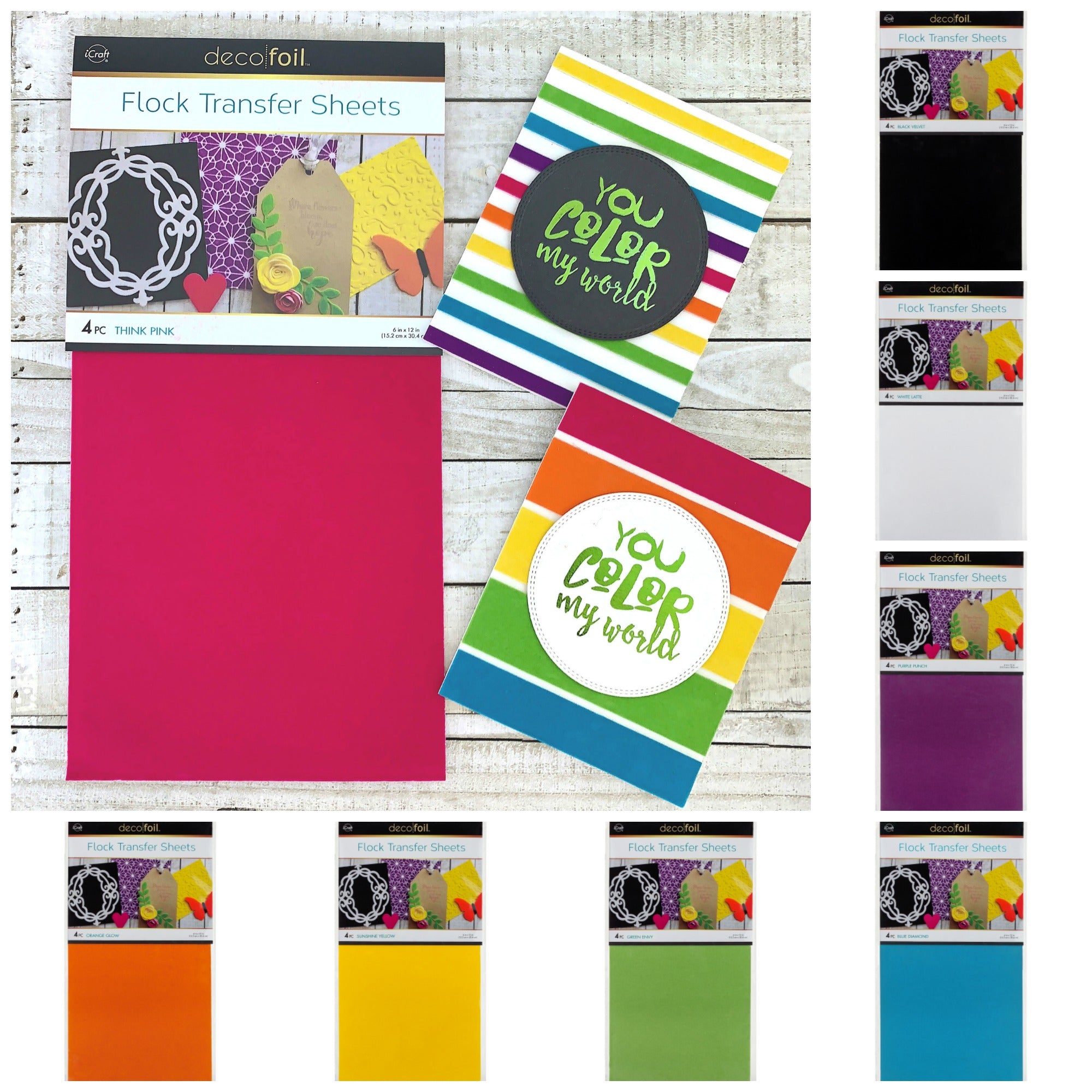 iCraft Deco Foil Flock Transfer Sheets 6X12 4/Pkg